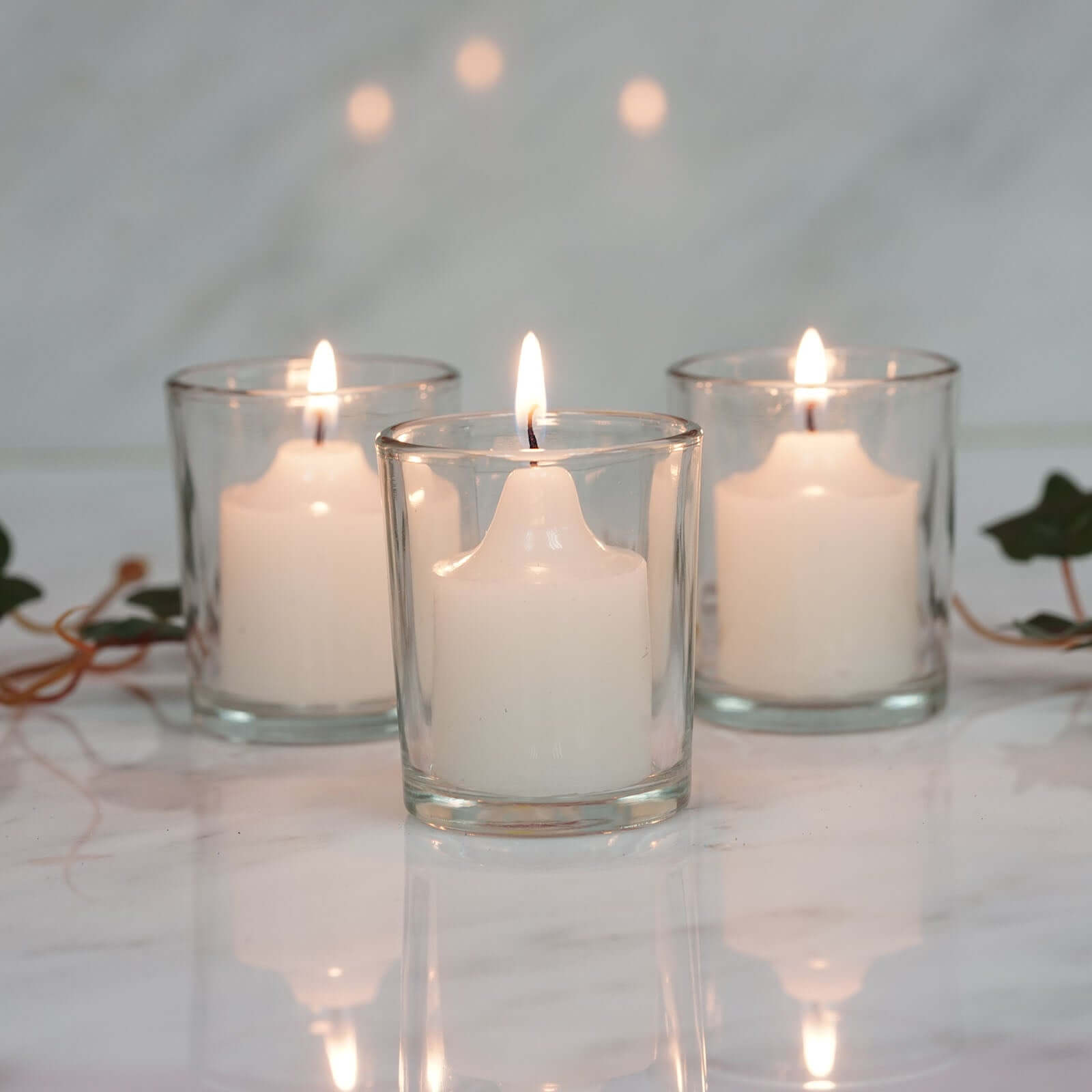 12-Pack Clear Glass Votive Candle Holders for Weddings & Events