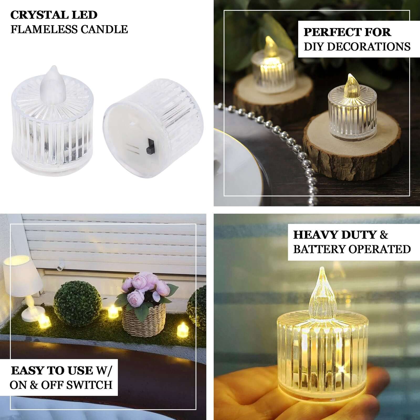 Hot Sale! 12-Pack Flameless Warm White LED Tealight Candles in Transparent Column Style