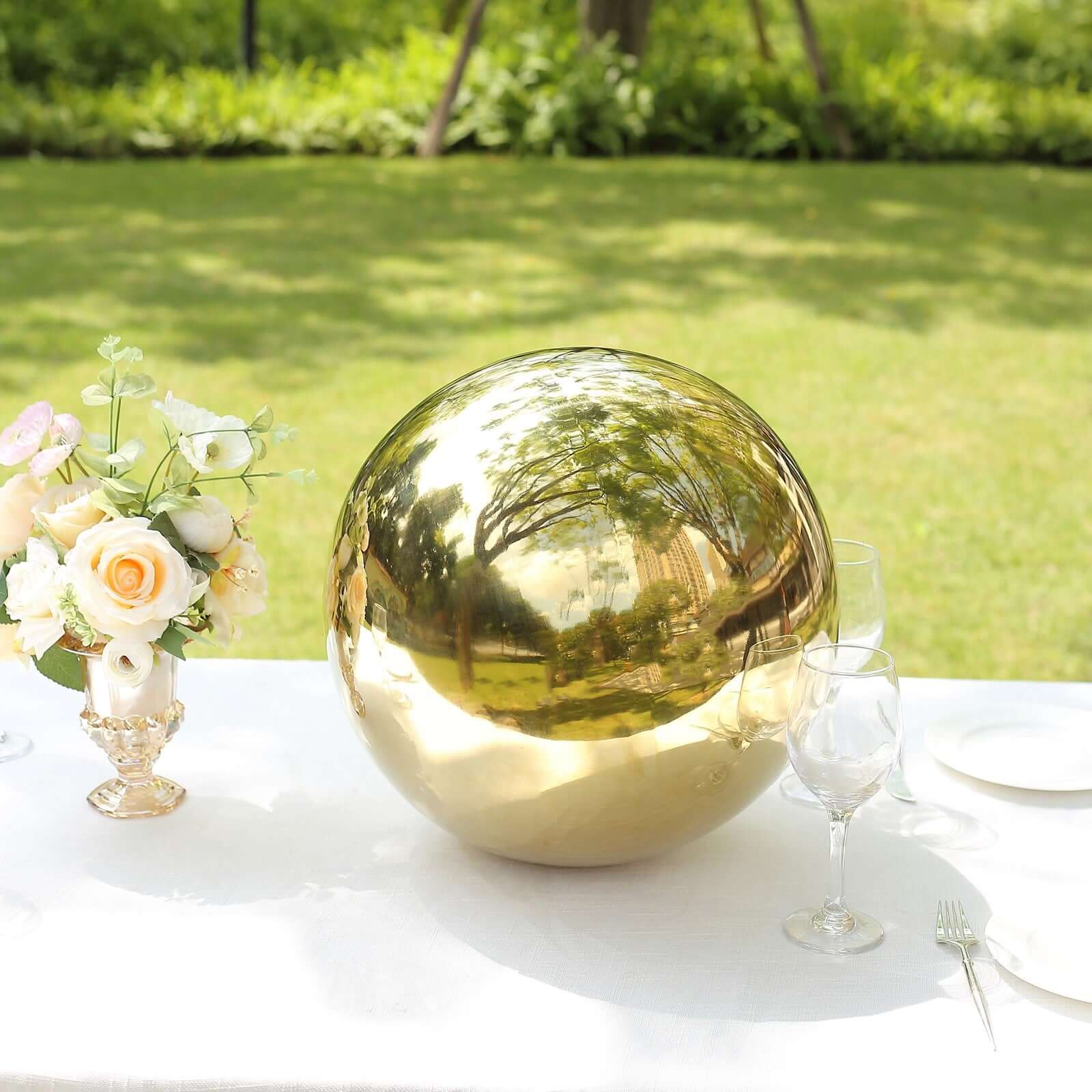 Hot! 16" Gold Reflective Stainless Steel Gazing Globe Mirror Ball for Decor