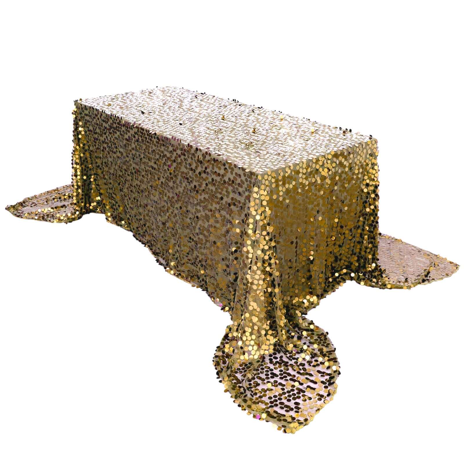 Hot Sale! Champagne Sequin Rectangle Tablecloth 90x156 for Various Events