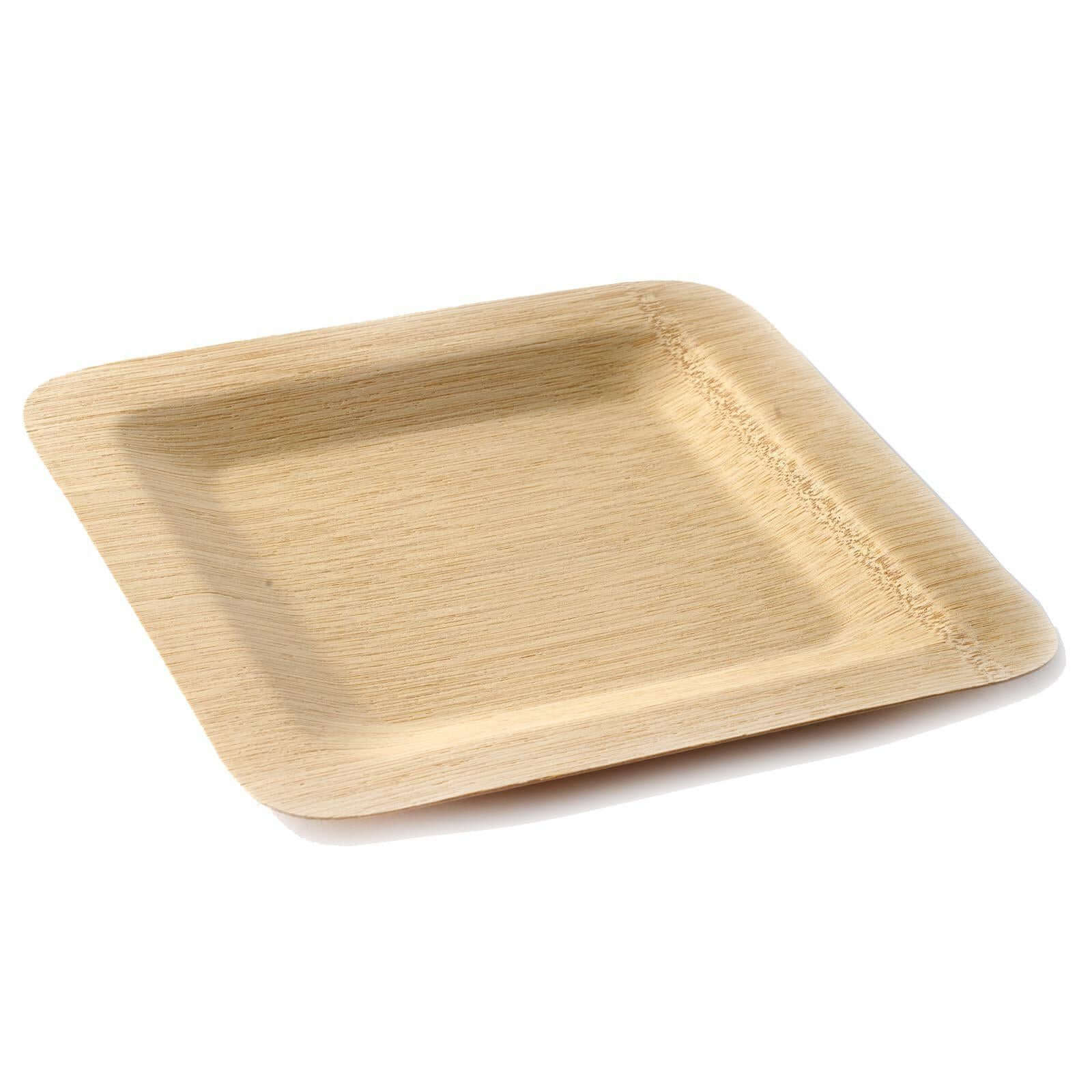 10-Pack Natural Bamboo 9 Square Dinner Plates - Eco-Friendly Disposable for Events