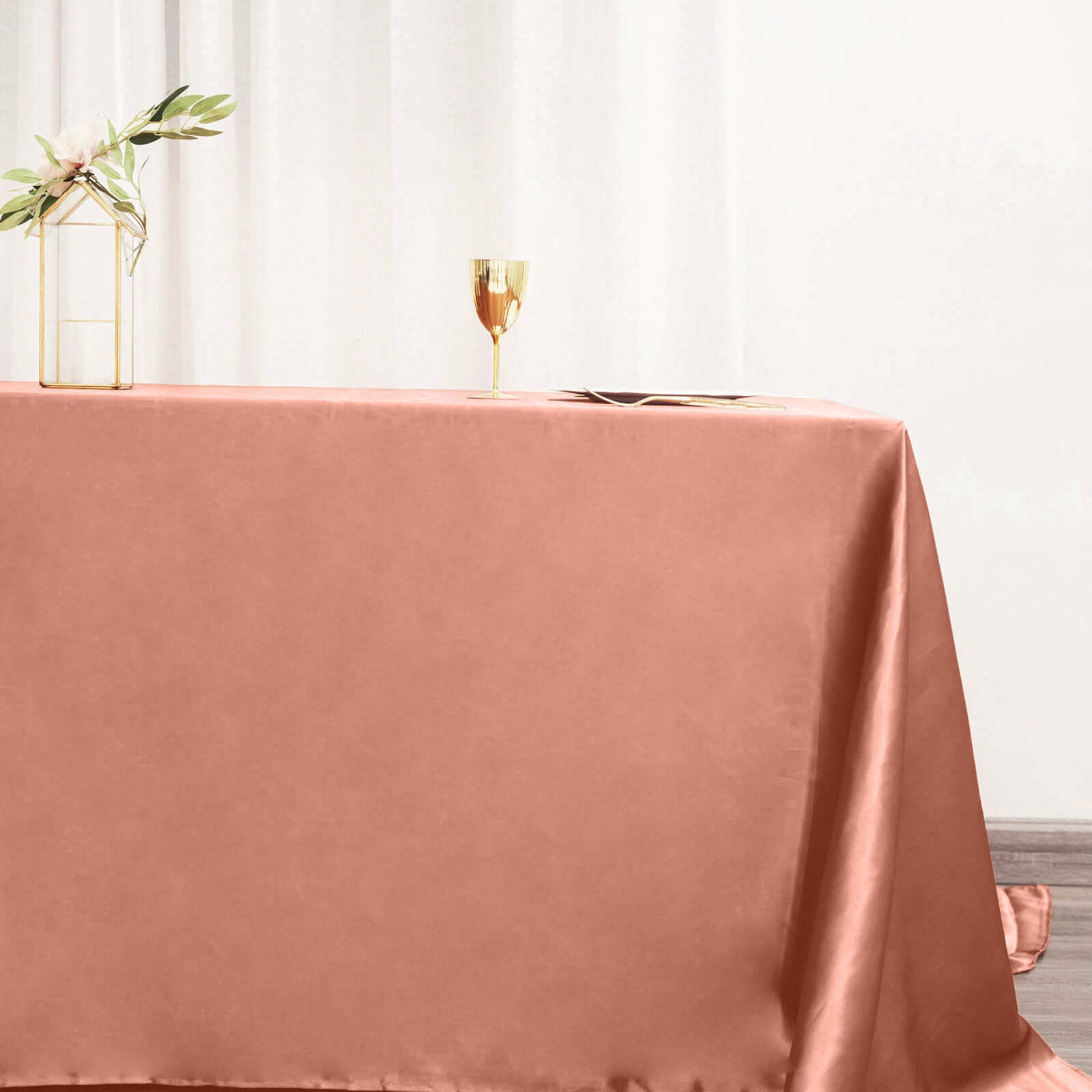 Exclusive Seamless Terracotta Satin Tablecloth 90x132
