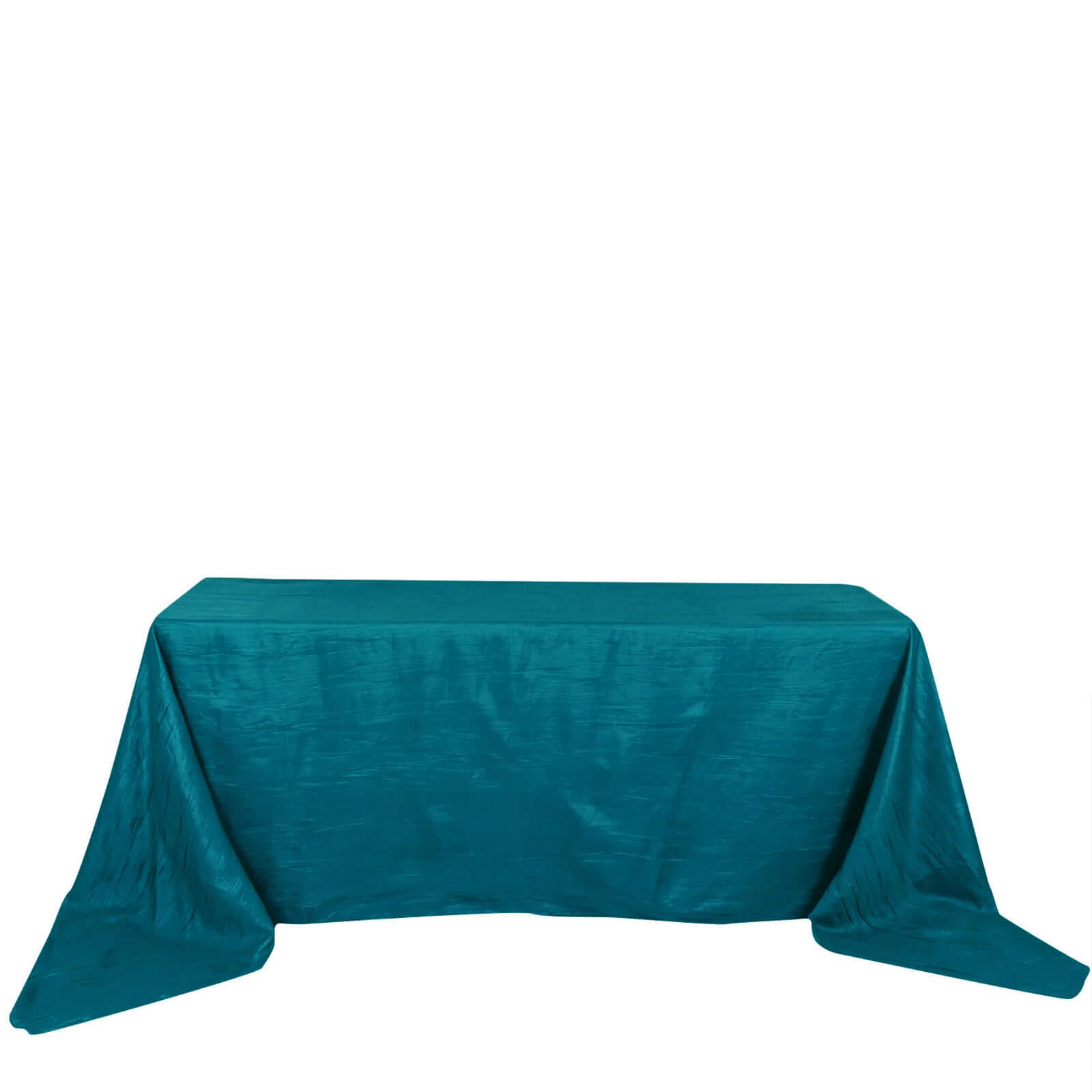 Teal Crinkle Taffeta 90x156 Rectangle Tablecloth - Seamless, Exquisite Cover
