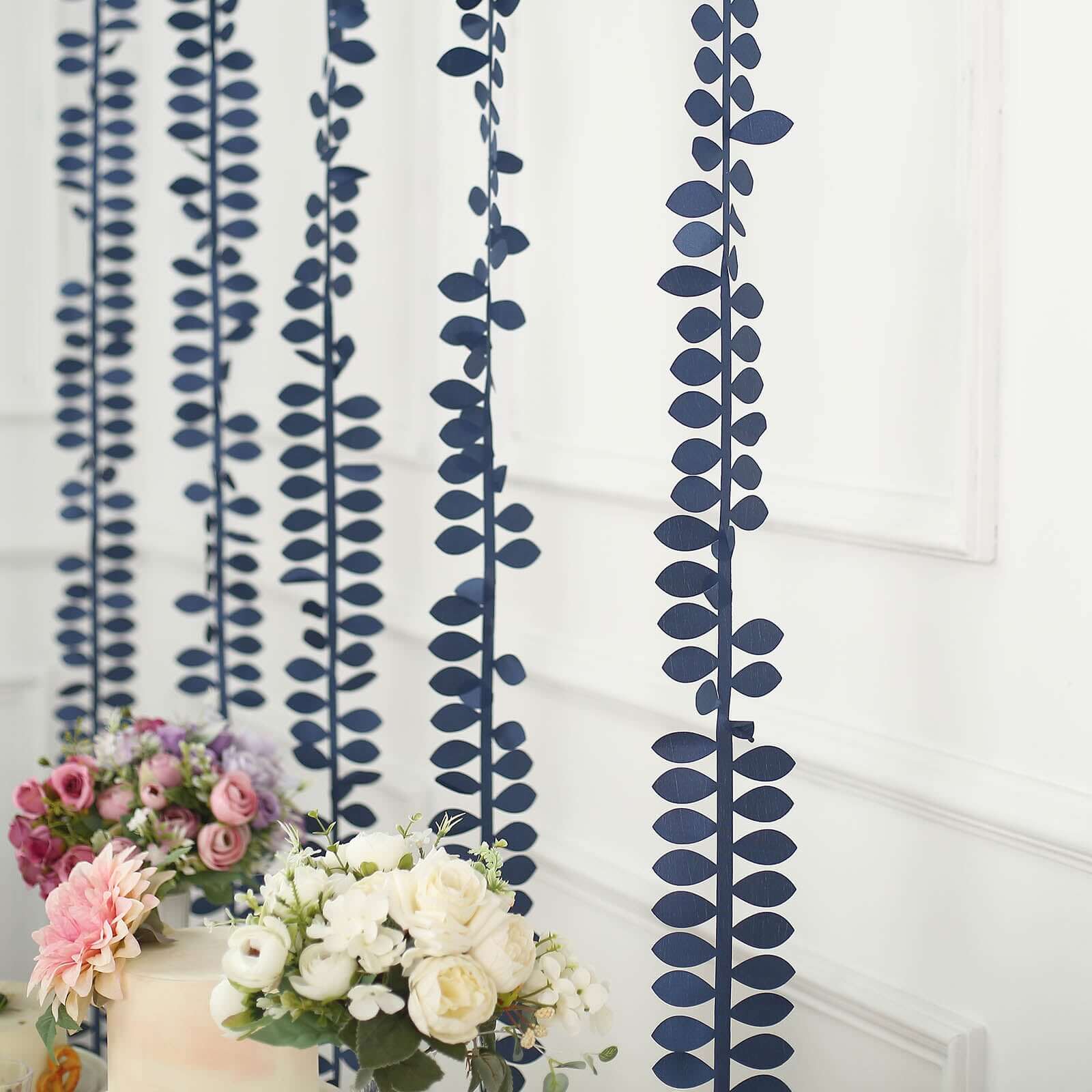 Navy Blue Taffeta Ribbon Sash with 4 - Leaf Petal Design, 50ft - Ideal for Decor