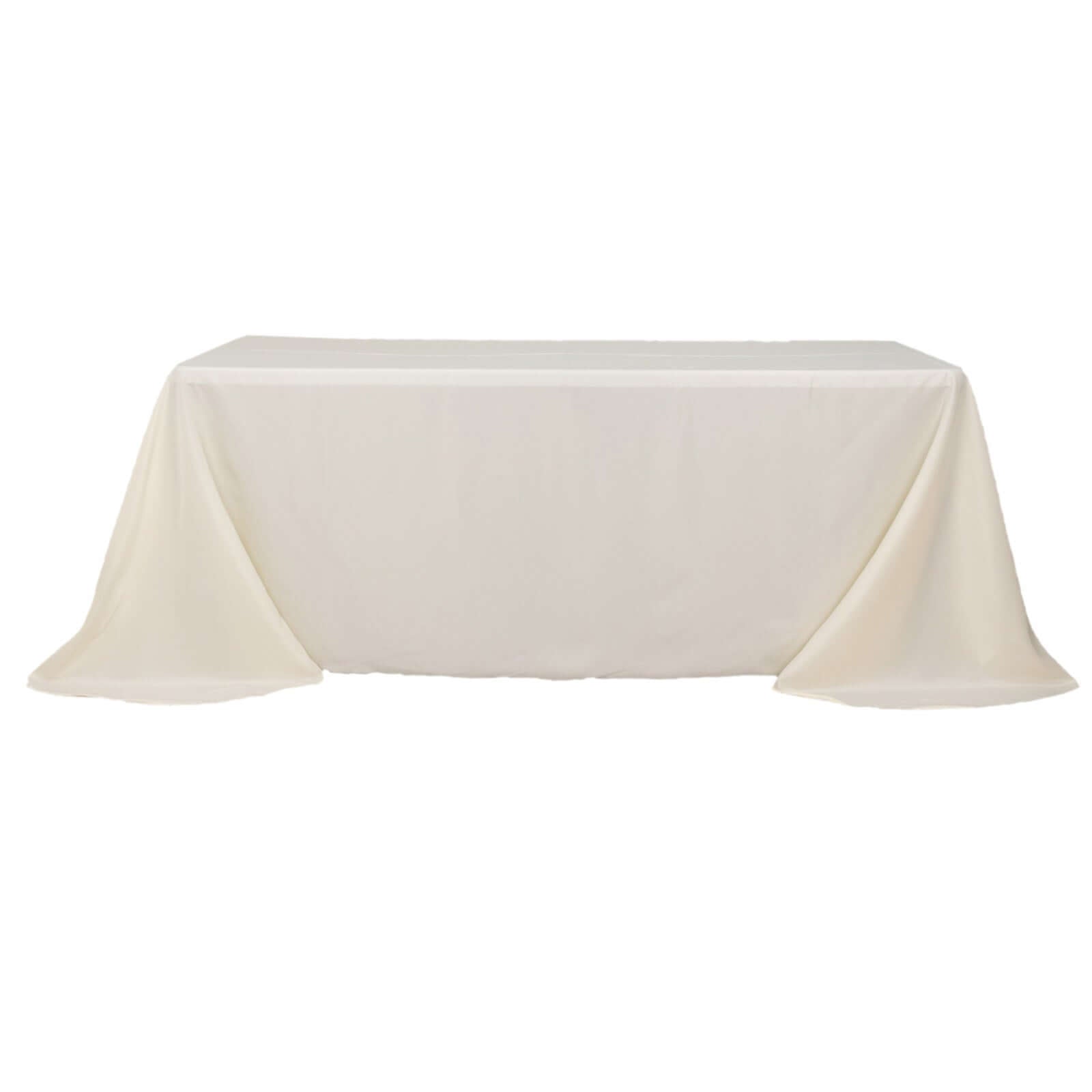 Hot Sale! Ivory Polyester Rectangle Tablecloth with Rounded Corners, 90x132