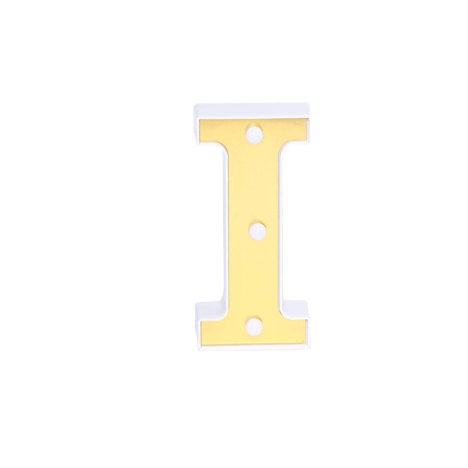 Chic 3D Gold Marquee Letter I with 3 Warm White LED Lights for Event Decor 6'